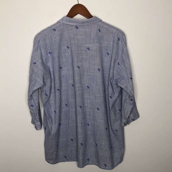 Mavi Light Blue Button Down Palm Tree Embroidery - Picture 2 of 9